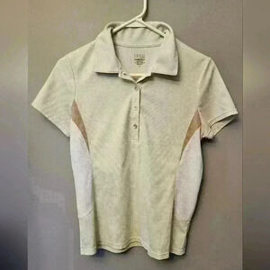 IZOD Women's Medium Golf Athletic T-shirt XFG Cool-Fx Light‎ Green Tan & White